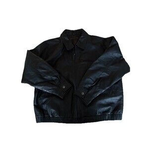 Mens St Johns Bay Black Leather Aviator Jacket Insulated Size XL GUC 6662